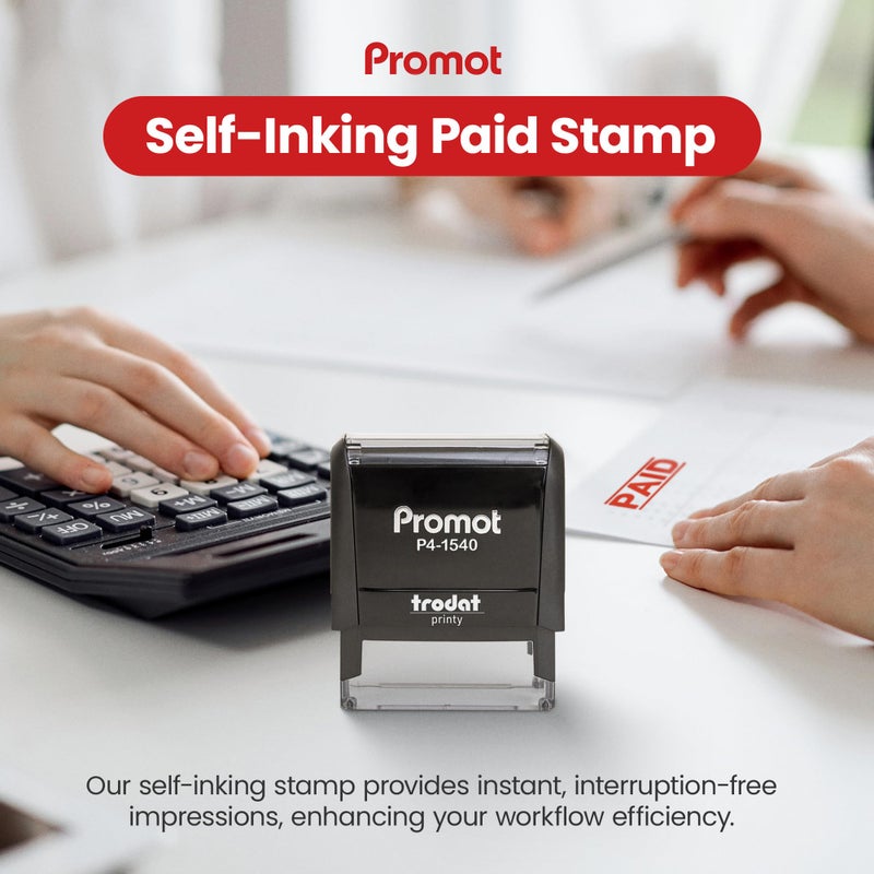 Promot Paid Stamp Self Inking Stamp - Paid Stamp for Office  Accounts Payable Stamp - Rubber Stamps for Retail Use  Red Ink Stamp  Self Inking Stamp for Business Supplies  Paid Stamper - Image 2